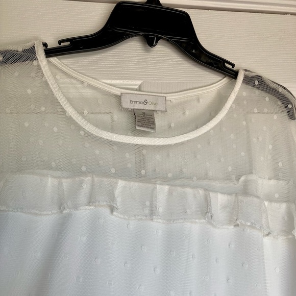 Emma & Olive Ivory Lined Mesh Overlay Top -NWOT - Picture 2 of 9